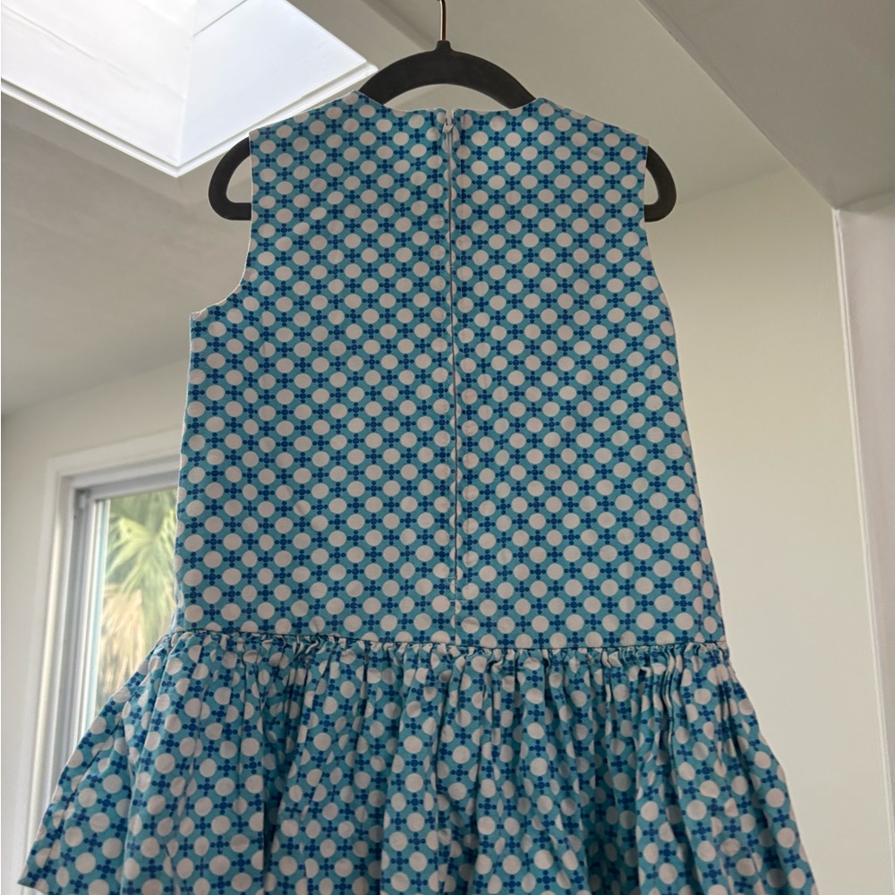 Bright Blue Polka Dot Drop Waist Sleeveless Handmade Girls Dress Size 4/5 - Picture 3 of 4